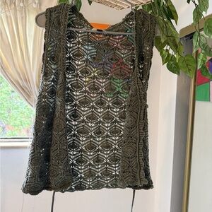 NWOT Olive Crochet Vest (American Eagle) • M